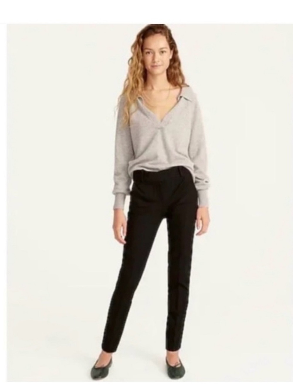 J Crew Cameron Classic Black High-Waist Slim Trousers - Black